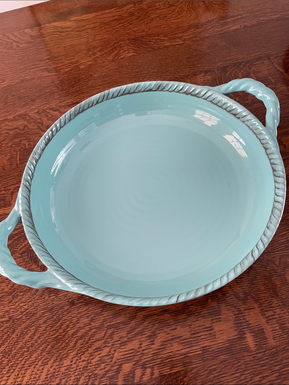 Tommy Bahama Large Handled Serving Platter Melamine Blue Teal Nautical Rope Bowl